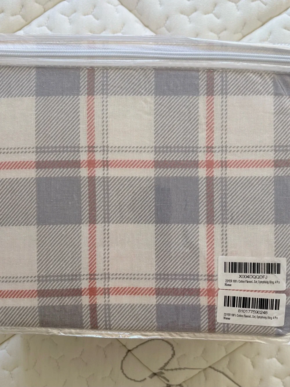 100% Cotton Flannel Sheet Set - King - Blue and Red Plaid